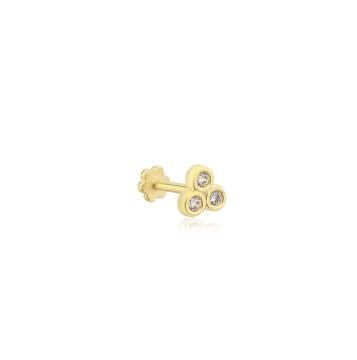 Yuvarlak Üç Taşlı Piercing