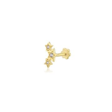 Üç Yıldız Figürlü Taşlı Piercing