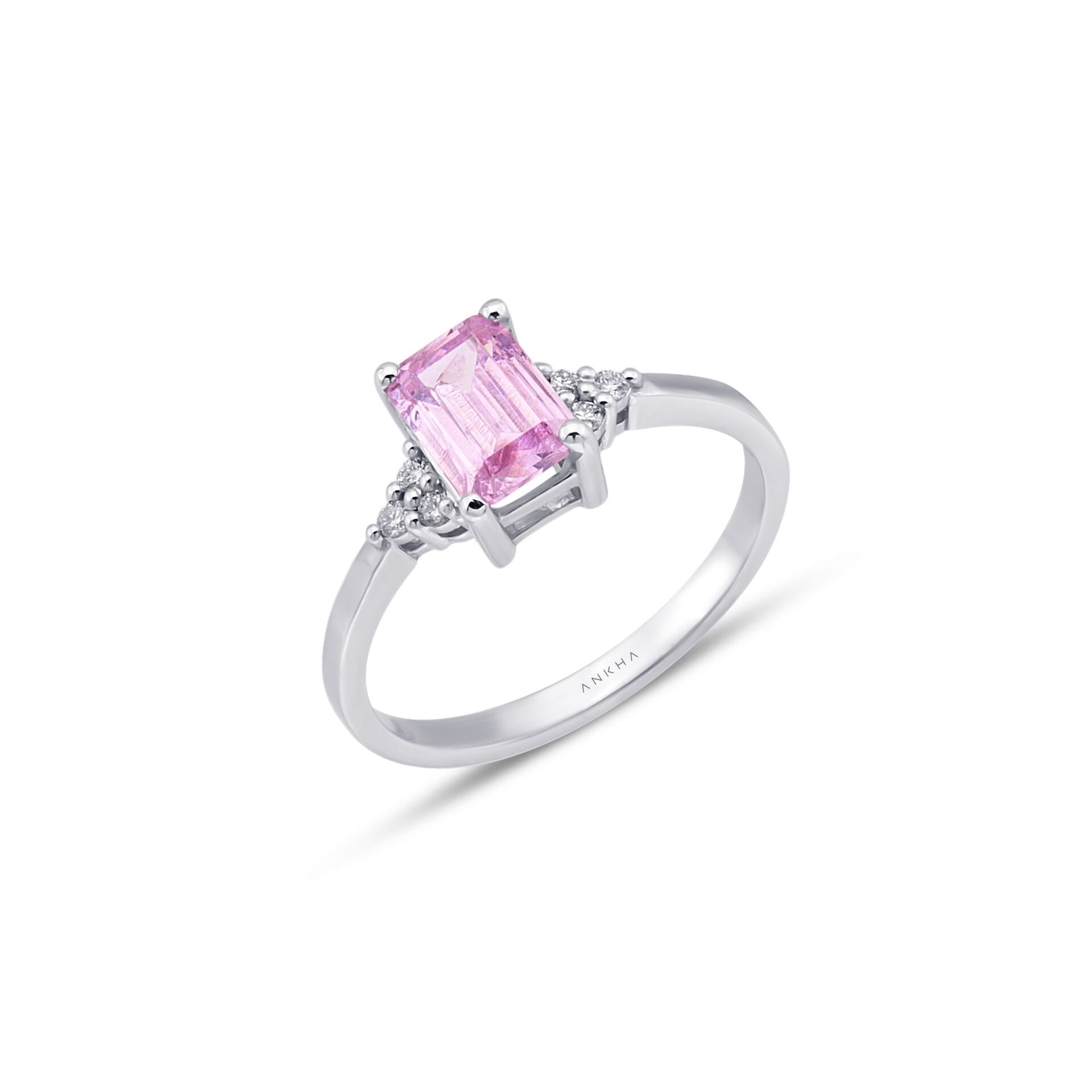 Pembe Baget Taşlı Pırlanta Yüzük