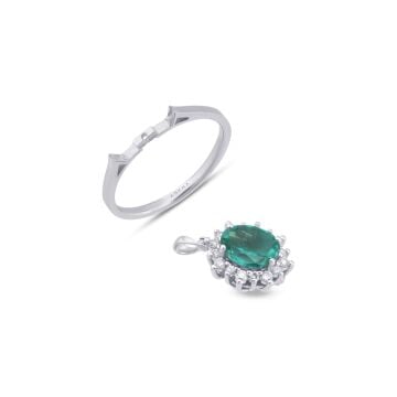 Glass Tourmaline Taşlı Dönüştürülebilir Kolye - Yüzük