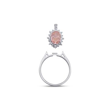 Glass Morganite Taşlı Dönüştürülebilir Kolye - Yüzük